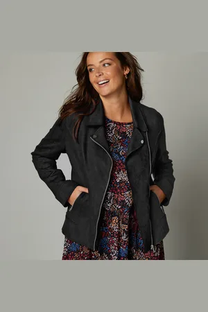 BLANCHEPORTE Blouson Zippé Col Tailleur Pressionné, Suédine