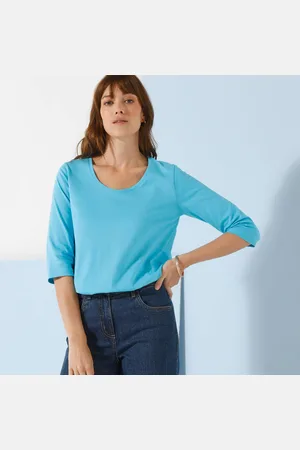 BLANCHEPORTE T-shirt Manches 3/4 Uni, Coton