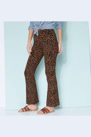 BLANCHEPORTE Legging Bootcut Taille Élastiquée, Imprimé Peau De Bête