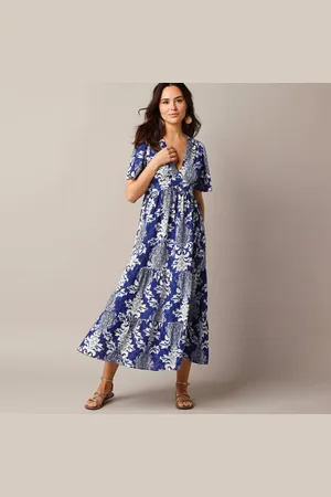 Lora Zellini Robe Longue Volantée Imprimée, Manches Courtes