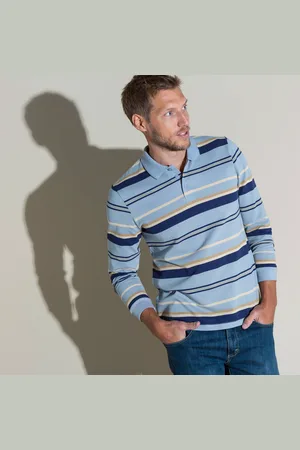 BLANCHEPORTE Polo Maille Piquée Rayée, Manches Longues