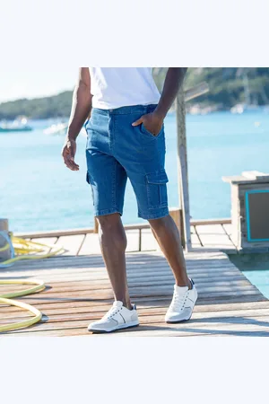 BLANCHEPORTE Bermuda Denim Coupe Cargo Coton Stretch