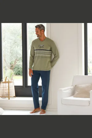 BLANCHEPORTE Pyjama Long Col V Manches Longues Coton Adouci