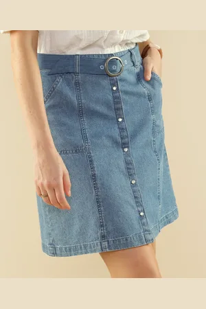 BLANCHEPORTE Jupe Trapèze Pressionnée En Jean