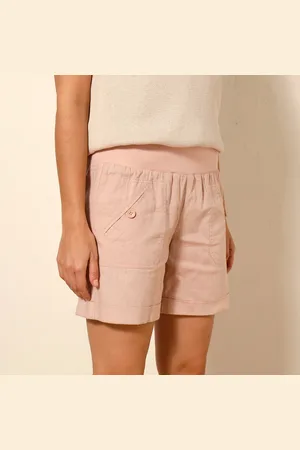 BLANCHEPORTE Short Droit À Revers, Lin Coton