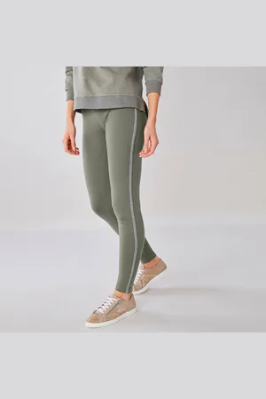 BLANCHEPORTE Legging Uni Bande Côté Brillante, Maille