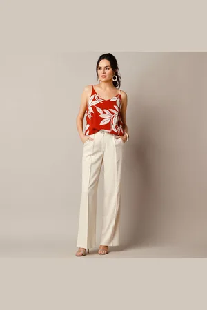 Lora Zellini Pantalon Large Fluide, Lin Mélangé