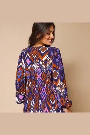 BLANCHEPORTE Robe Longue Col V Imprimée