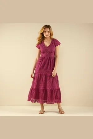 Lora Zellini Robe Longue Dentelle Macramé