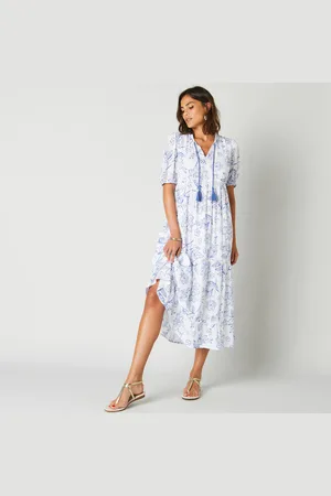 Lora Zellini Robe Longue Volantée Imprimée