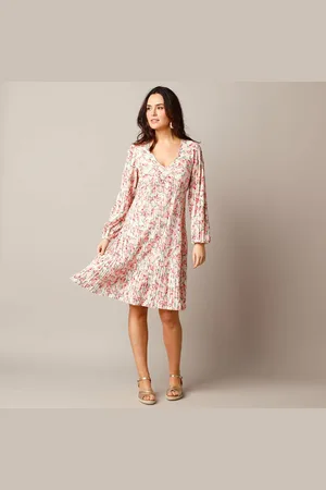 Lora Zellini Robe Courte Imprimée, Maille Plissée