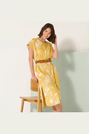 BLANCHEPORTE Robe Longue Boutonnée Imprimé Végétal, Fluide