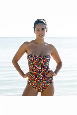 BLANCHEPORTE Maillot De Bain 1 Pièce Bustier Toboki Imprimé, Bretelles Amovibles