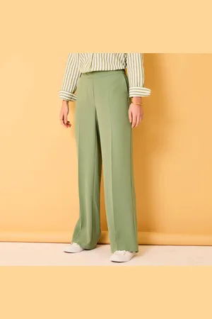 BLANCHEPORTE Pantalon Large Taille Élastiquée, Crêpe