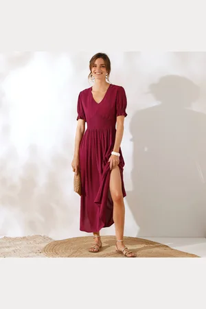 Coeur au sud Robe Longue Col V Unie, Crépon