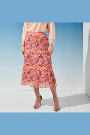BLANCHEPORTE Jupe Longue Imprimé Ikat, Taille Élastiquée