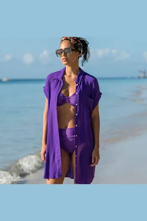 BLANCHEPORTE Robe De Plage Unie, Crépon