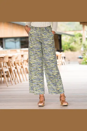 BLANCHEPORTE Pantalon Large Imprimé, Taille Élastiquée