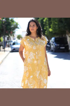 BLANCHEPORTE Robe Courte Boutonnée Imprimé Végétal, Fluide