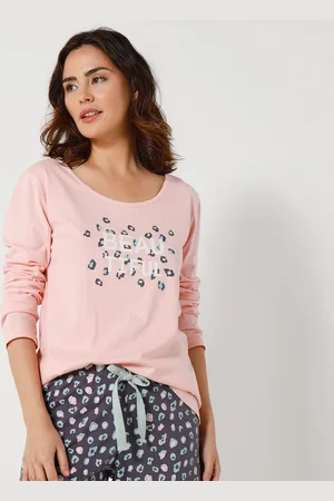 BLANCHEPORTE Tee-shirt Manches Longues Coton Uni Imprimé Placé "beautiful"