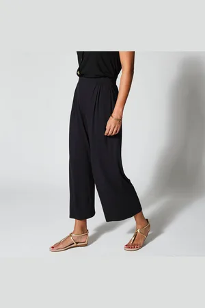 BLANCHEPORTE Pantalon Large 7/8ème, Taille Élastiquée, Maille Unie