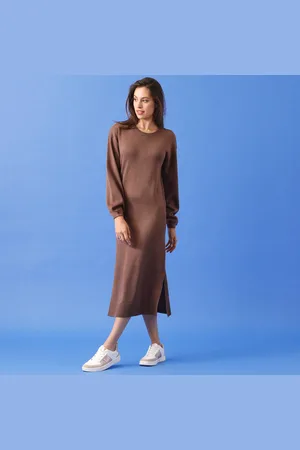 BLANCHEPORTE Robe Longue En Tricot Manches Blousantes