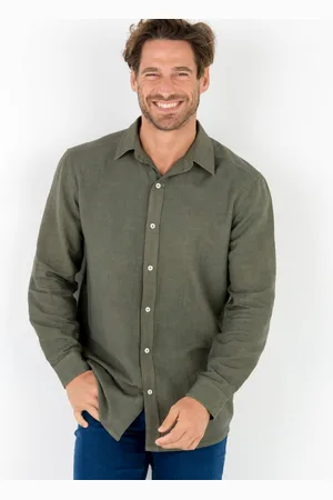 BLANCHEPORTE Chemise Coton Lin Manches Longues Boutonnée