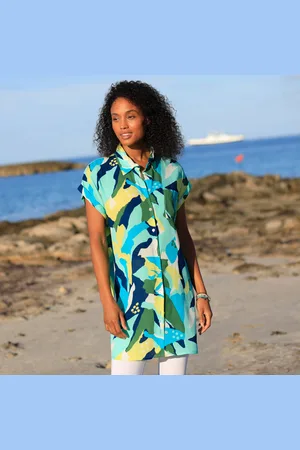 BLANCHEPORTE Robe De Plage Imprimée, Crépon