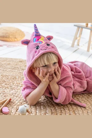 BLANCHEPORTE Peignoir De Bain Enfant Licorne À Capuche Microfibre Toute Douce