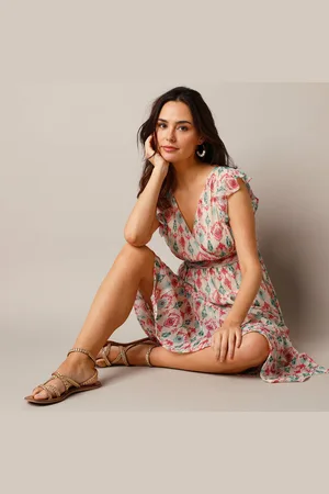 Lora Zellini Robe Effet Cache-coeur, Voile Imprimé
