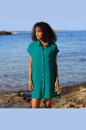 BLANCHEPORTE Robe De Plage Unie, Crépon