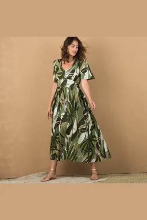 Lora Zellini Robe Longue Imprimée, Ceinture Smockée Dos