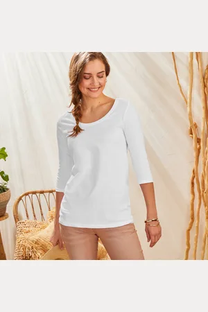 BLANCHEPORTE T-shirt Manches 3/4 Uni, Coton