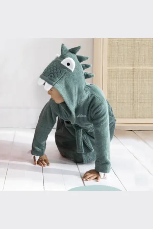 Colombine Des Petits Peignoir De Bain Enfant À Capuche Dinosaure Personnalisable - 340g/m²