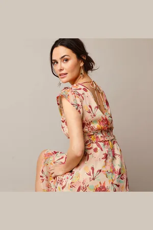 Lora Zellini Robe Courte Effet Cache-coeur, Voile Imprimé