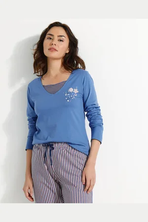 BLANCHEPORTE T-shirt Pyjama Manches Longues Motif Floral Imprimé