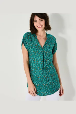 BLANCHEPORTE Tunique Manches À Revers, Imprimé Minimaliste