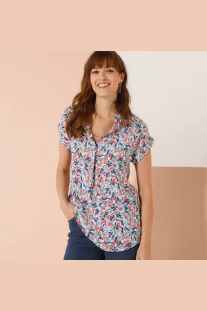 BLANCHEPORTE Tunique Manches À Revers, Imprimé Multicolore
