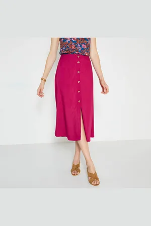 BLANCHEPORTE Jupe Boutonnée Fluide Unie, Spécial Petites