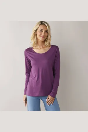 BLANCHEPORTE T-shirt Col Rond Manches Longues Uni