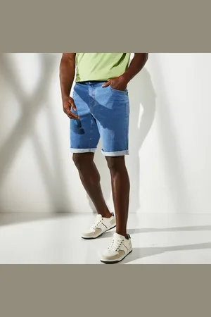 BLANCHEPORTE Bermuda Denim Stretch Ceinture Élastiquée Côtés