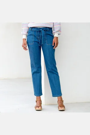 BLANCHEPORTE Jean Droit Taille Haute, Ceinture À Nouer