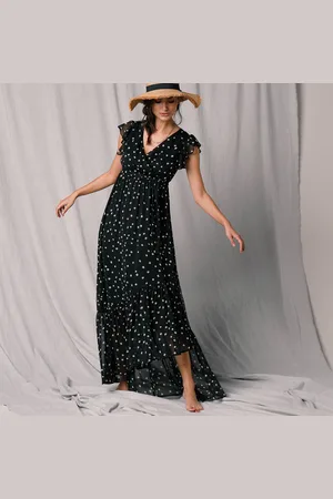 BLANCHEPORTE Robe Longue Cache-coeur Sans Manches Voile Imprimé