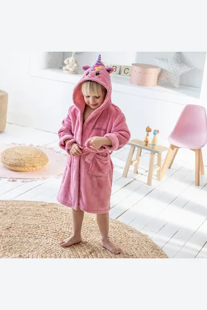 BLANCHEPORTE Peignoir De Bain Enfant À Capuche Licorne Personnalisable Microfibre