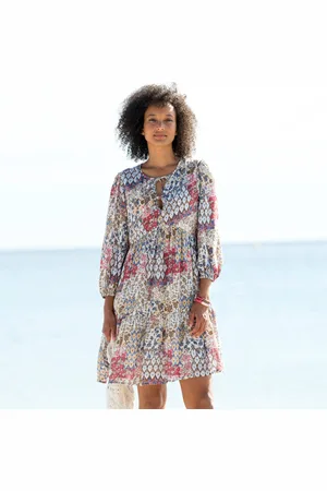 BLANCHEPORTE Robe Évasée À Volant, Imprimé