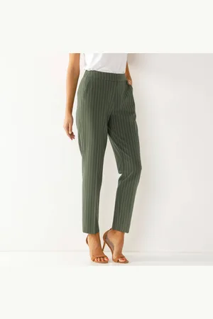 BLANCHEPORTE Pantalon 7/8ème Coupe Cigarette, Imprimé Rayé