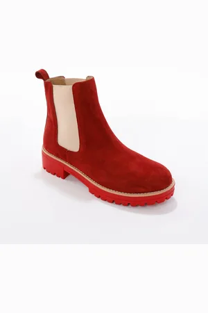BLANCHEPORTE Boots Chelsea Croûte De Cuir, Semelle Crantée Épaisse
