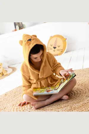 BLANCHEPORTE Peignoir De Bain Enfant Ours À Capuche Microfibre Toute Douce