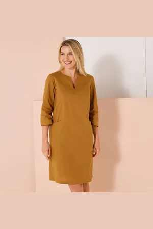 BLANCHEPORTE Robe Forme Housse Unie, Mélange Coton-lin