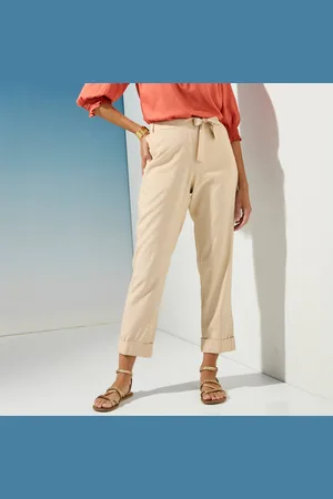 Lora Zellini Pantalon 7/8ème Fuselé Uni, Tissu Fluide